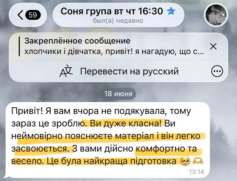 Відгук учня про уроки української мови